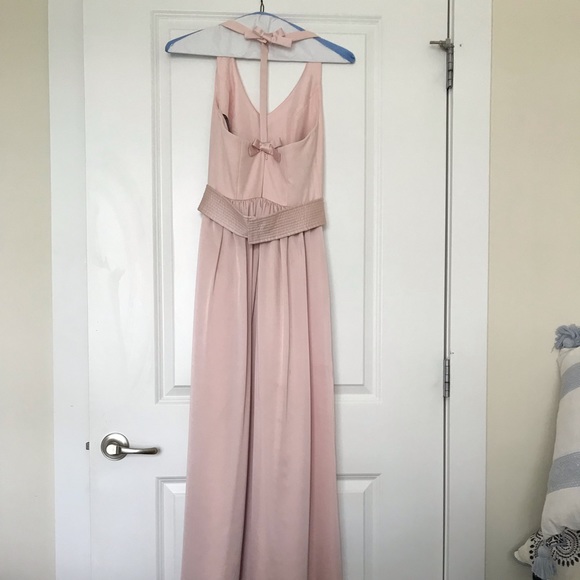 WHITE BY VERA WANG V-Neck Halter Gown with Sash - Picture 5 of 6